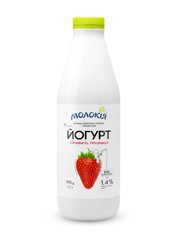 Йогурт питний МОЛОКІЯ Полуниця 1,4%, 0,77 кг